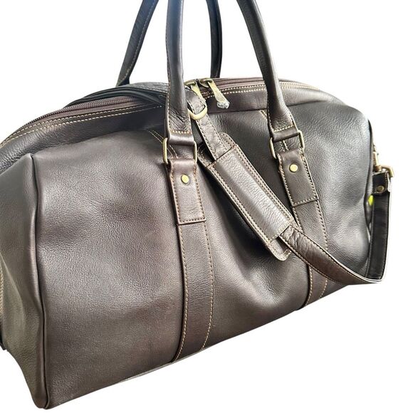 Links & Kings Leather Club Duffel Bag Brown Cafe - Picture 6 of 16